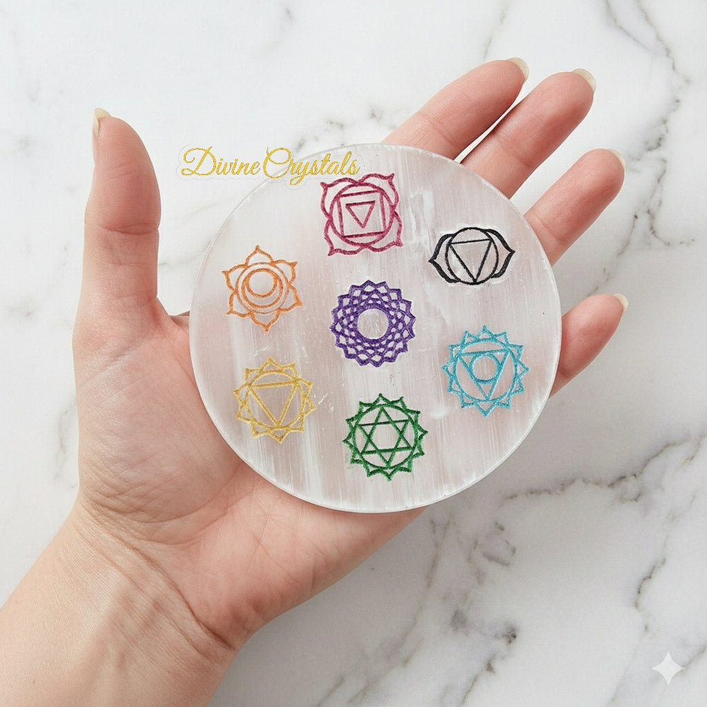 7 Chakra Selenite Plate