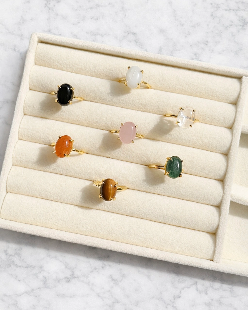 Oval Crystal Rings
