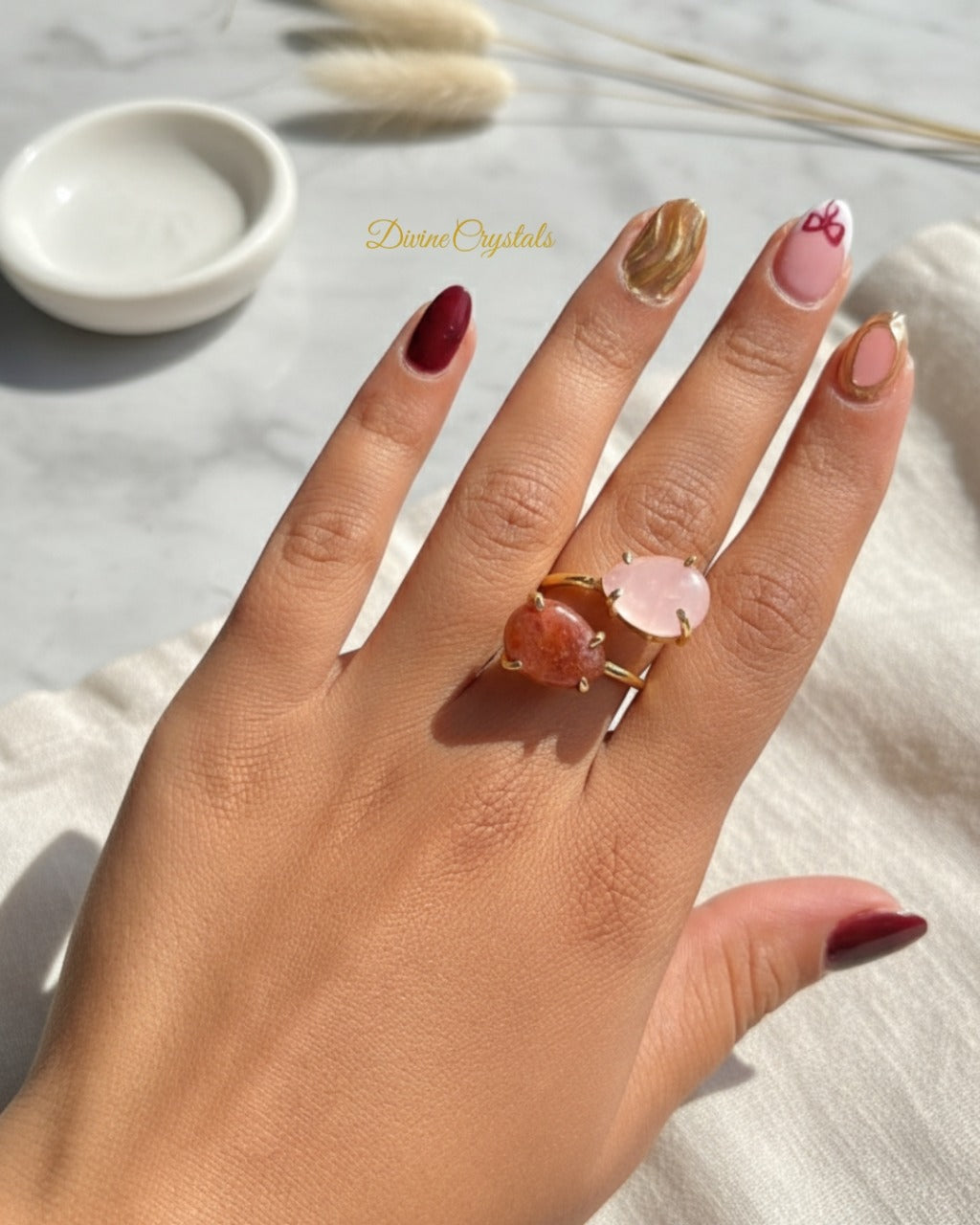 Double Stone Crystal Rings