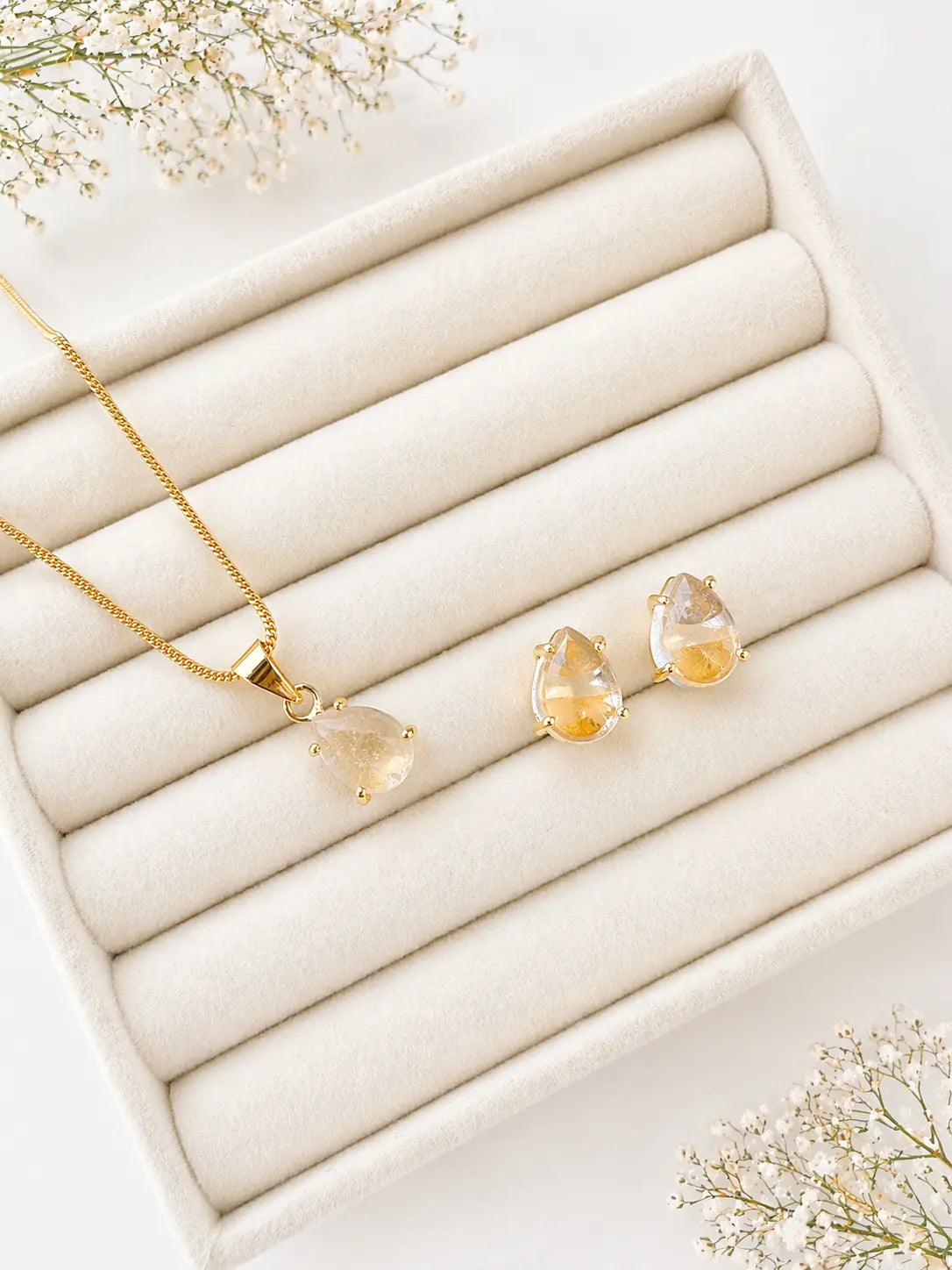 Crystal Oval Pendant set
