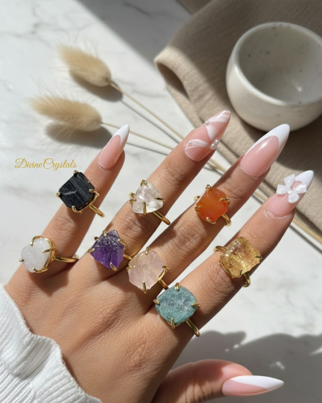 Raw Crystal Rings